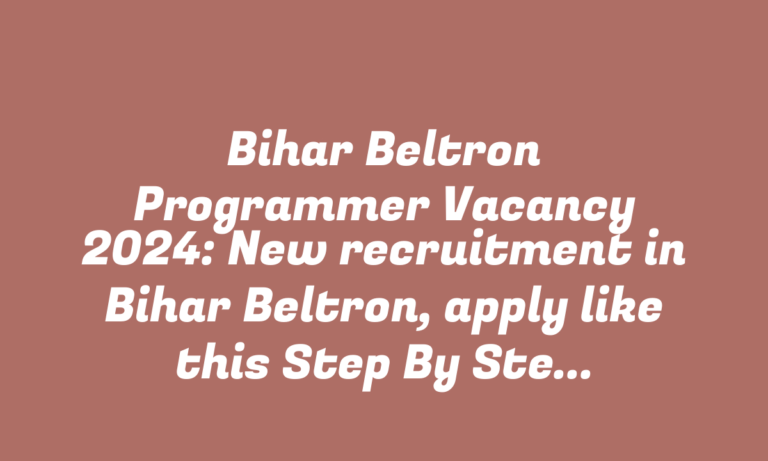 Bihar Beltron Programmer Vacancy 2024: New recruitment in Bihar Beltron, apply like this Step By Step