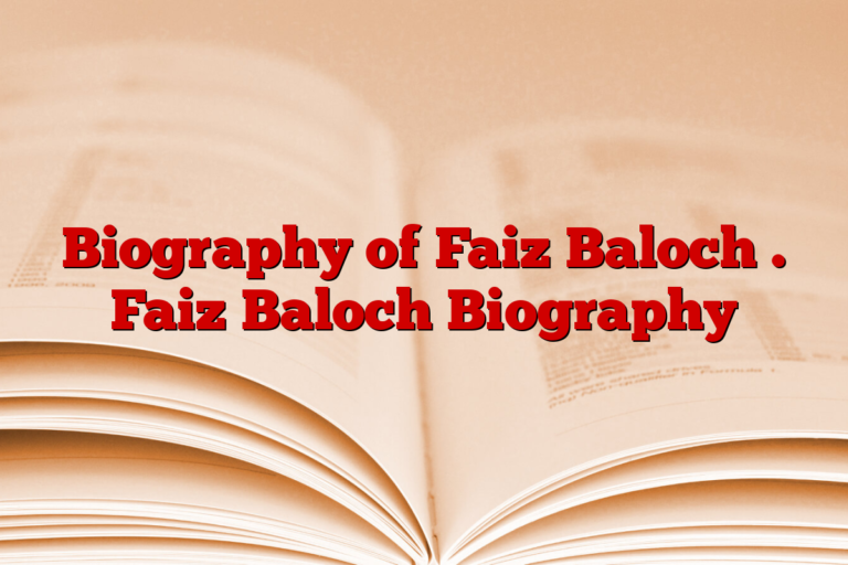 Biography of Faiz Baloch . Faiz Baloch Biography