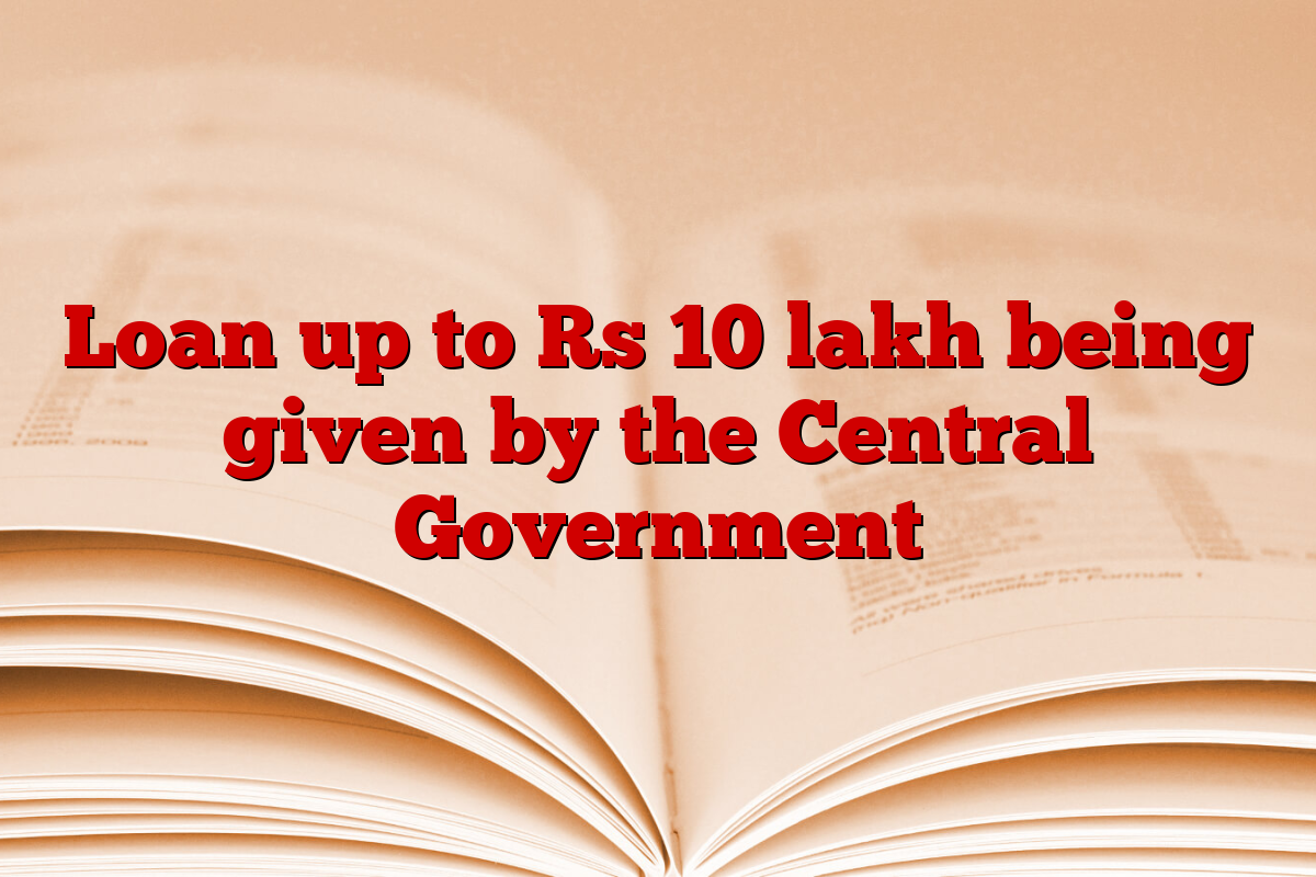 Loan up to Rs 10 lakh being given by the Central Government