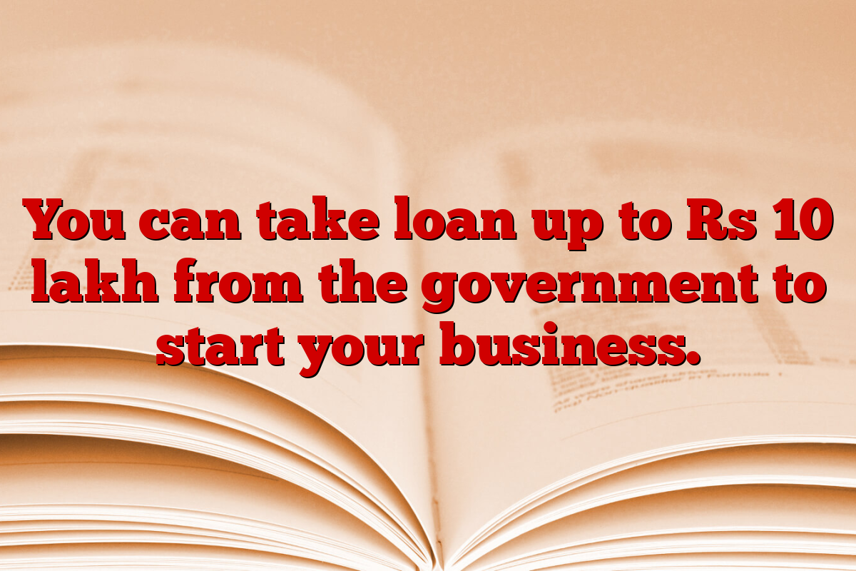 You can take loan up to Rs 10 lakh from the government to start your business.