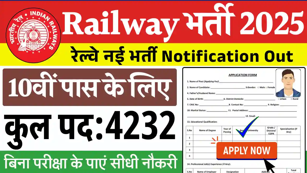 RRC SCR Apprentice Vacancy 2025: 10 वीं पास के लिए एक और नई भर्ती, जल्दी भरे फॉर्म